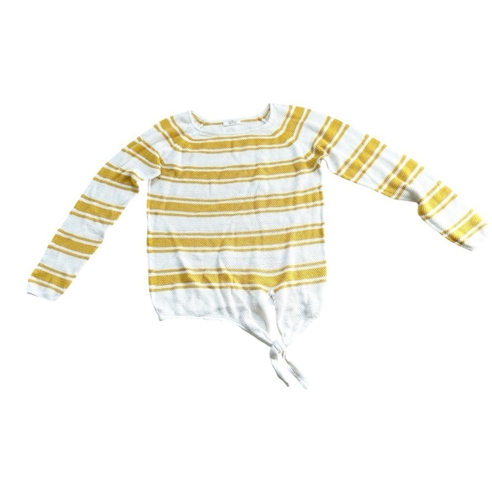 Maurices Striped Cream & Yellow Cotton Knotted Top Bundle & Save